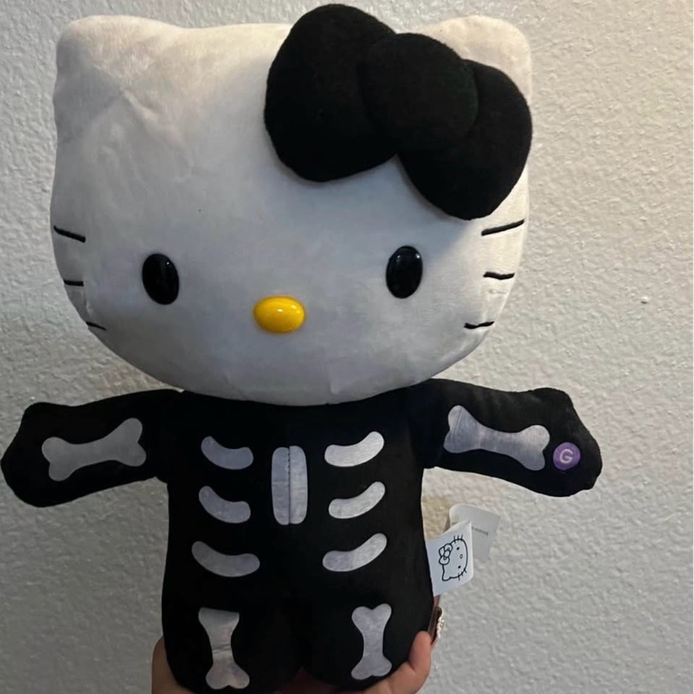 Hello Kitty Skeleton Plush - Black and White